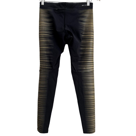 Nike Women's Dri-Fit Flash Reflective Running Tights-Size Small-Black/Gold EUC - Picture 2 of 6
